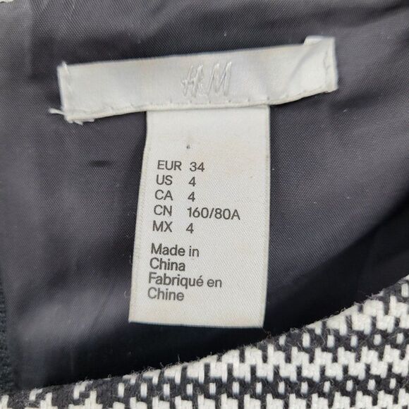 Vintage 90's H&M Dress Sleeveless Sheath Slimming Academia Gothic Plaid Black 4 - Picture 12 of 13